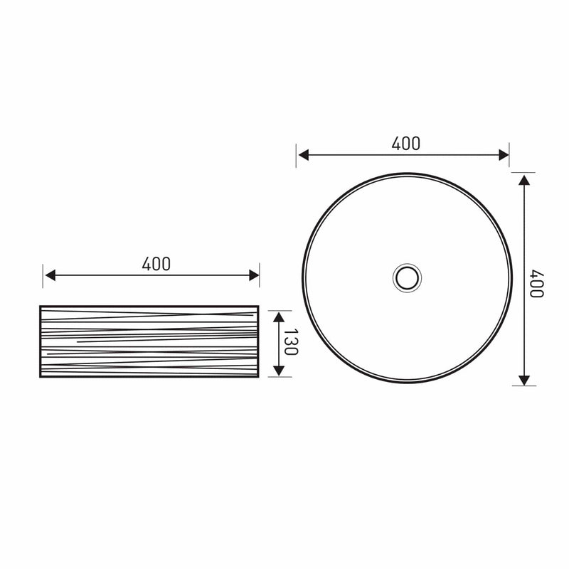 Rundes Aufsatzwaschbecken aus Keramik PRISMA, gerillte Außenseite