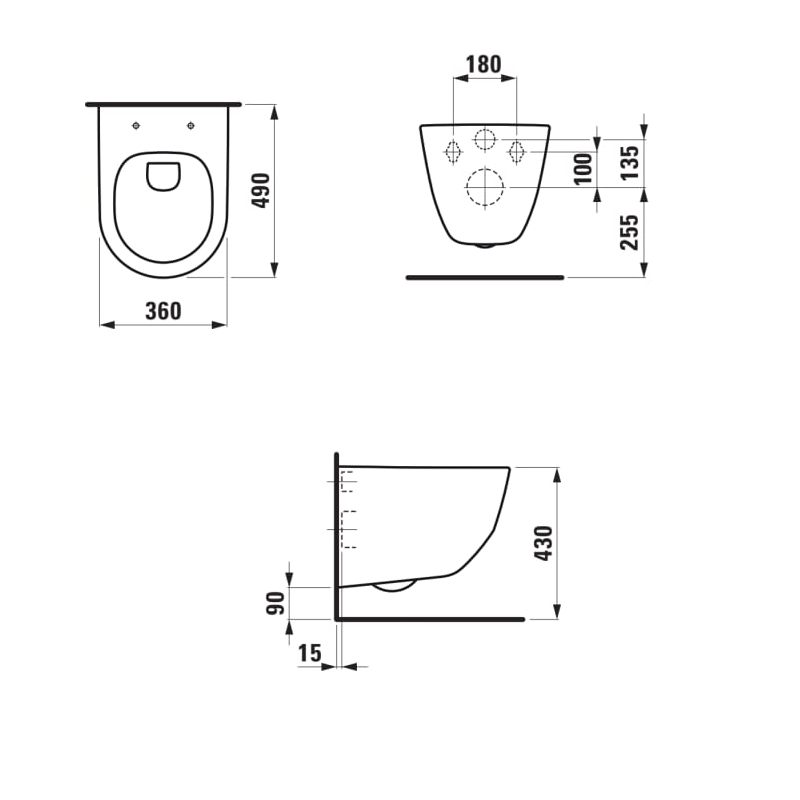 LAUFEN Pro Compact Wand-WC Tiefspüler ohne Spülrand