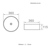 Lavabo blanco mate borde dorado sobre encimera cerámico MENDOZA Ø 36 cm - Entorno baño