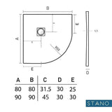 Duschwanne MADISON CURVE, Schieferoptik, GRAU