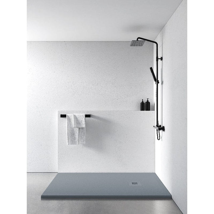Maier Duschtasse „Oasis“ In Steinoptik – 70 X 160 Cm, Grau-anthrazit, 3 Cm Stark, Inkl. Ablaufgarnitur