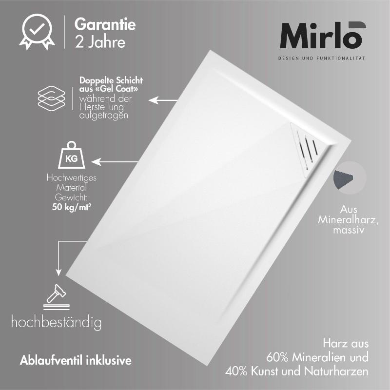 Mineralguss-Duschwanne extra flach TRINITY in CREME