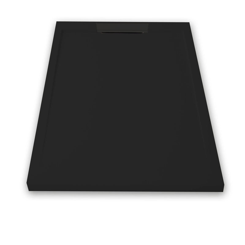 Mineralgiet-douchebak extra vlak LUX, leisteenlook, zwart