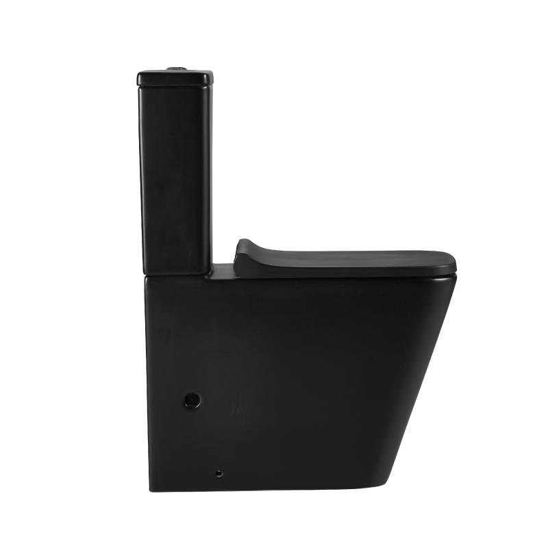 Modernes Stand-WC, Keramik schwarz, ORBIS, niedriger Spülkasten