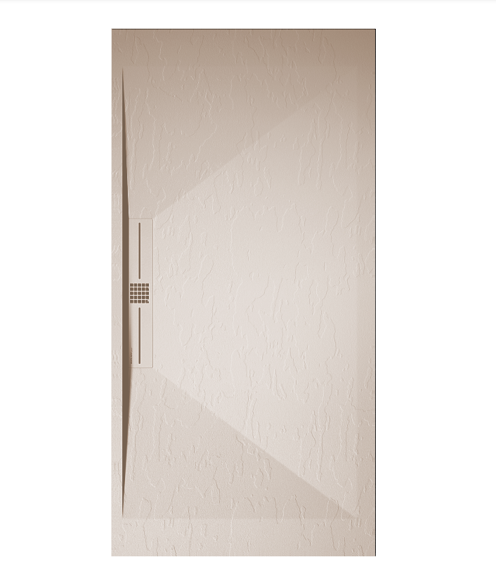 Mineralgiet-douchebak extra plat EDIS, leisteenlook, BEIGE