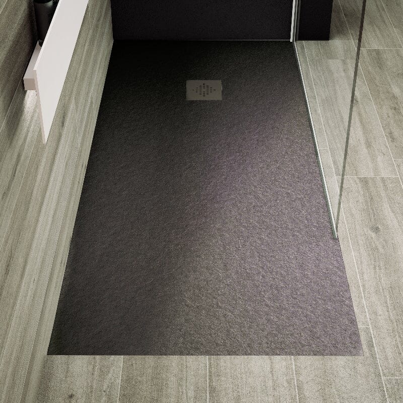 Extra flache Duschwanne PURE, Schieferoptik, anthrazit