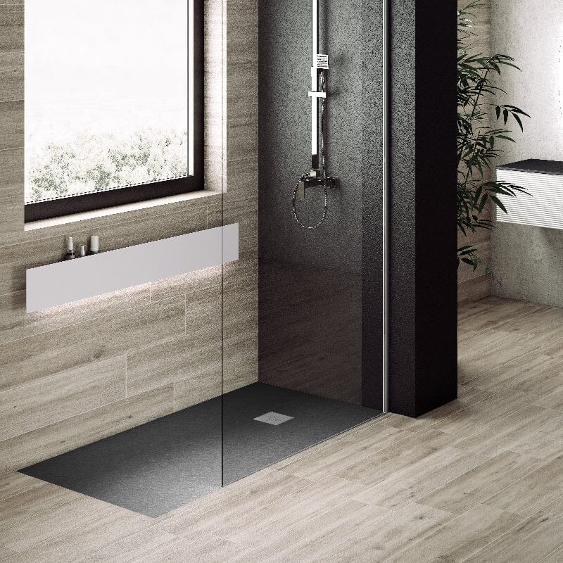 Extra flache Duschwanne PURE, Schieferoptik, anthrazit