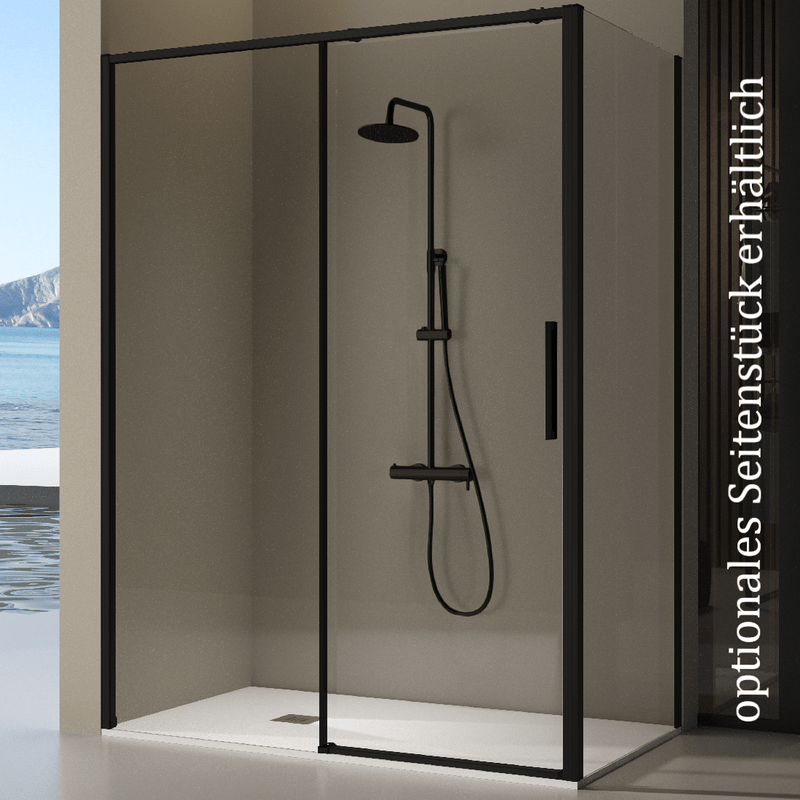 Duschwand mit Schiebetür DELTA schwarz - Glas 6 mm - Welt der Bäder