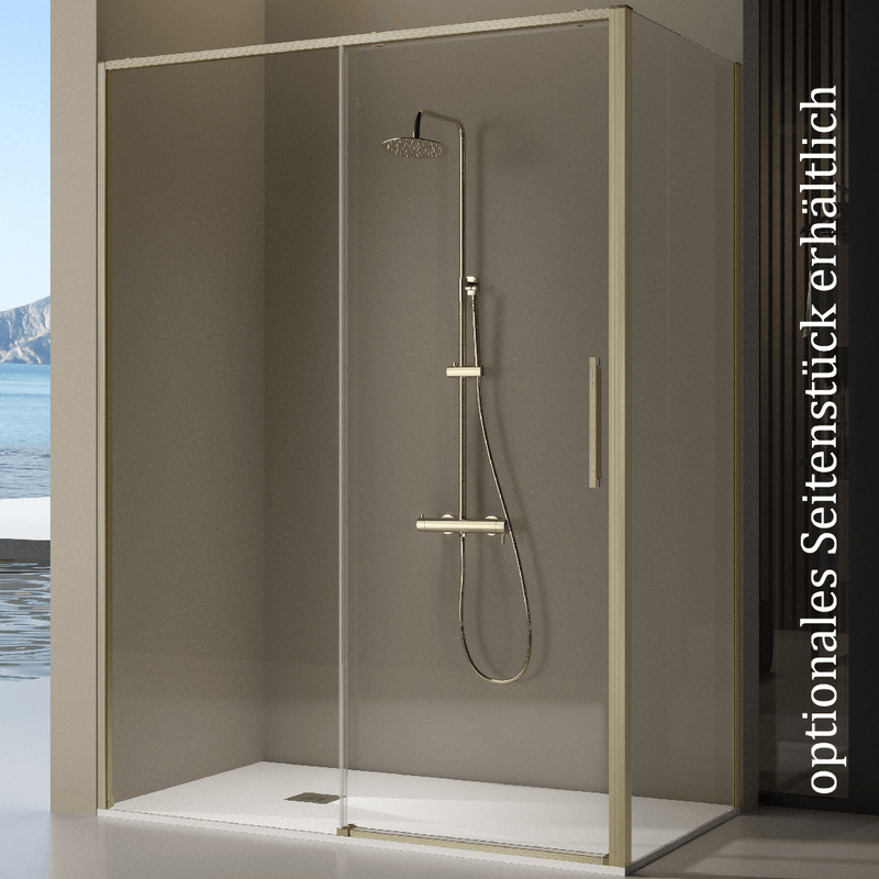 Duschwand mit Schiebetür DELTA gold - Glas 6 mm - Welt der Bäder