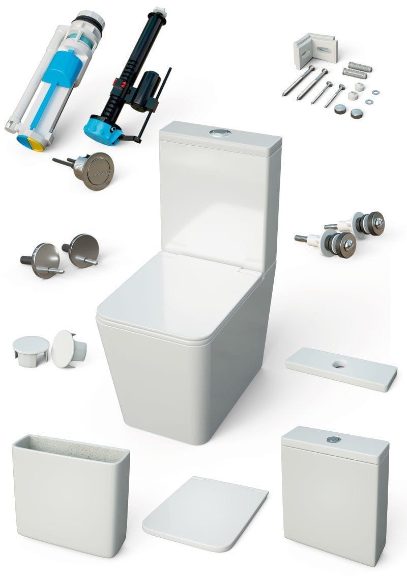 Modernes Stand-WC, Keramik, ORBIS, niedriger Spülkasten