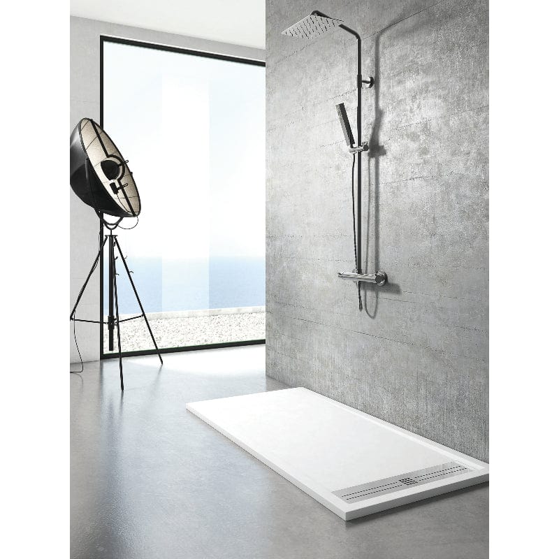 Extra flache Duschwanne ELITE, Schieferoptik, WEISS