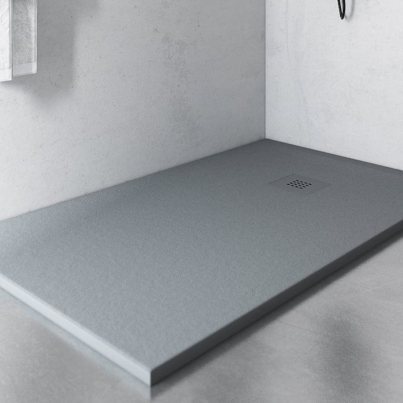 Extra flache Duschwanne MADISON, Schieferoptik, GRAU