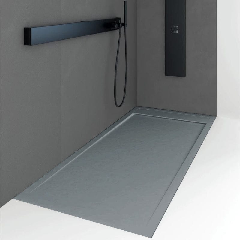 Extra flache Duschwanne QUORE, Schieferoptik, ANTHRAZIT