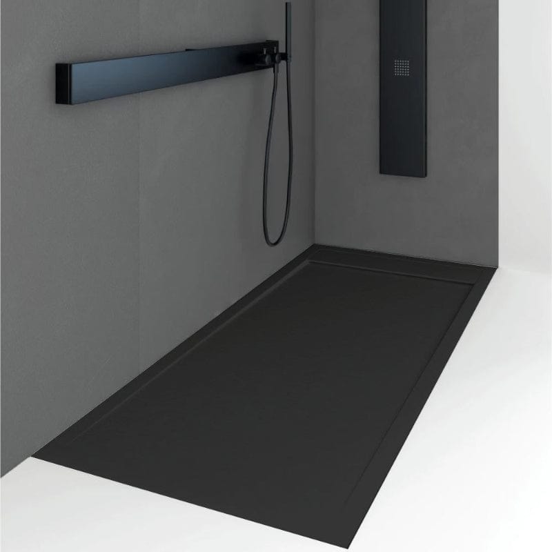 Extra flache Duschwanne QUORE, Schieferoptik, SCHWARZ