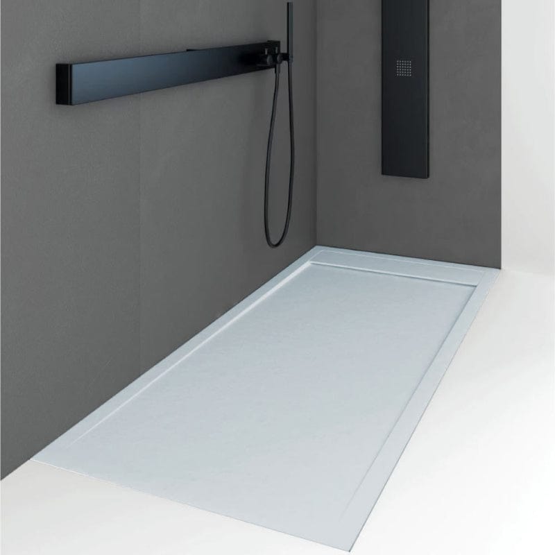 Extra flache Duschwanne QUORE, Schieferoptik, GRAU