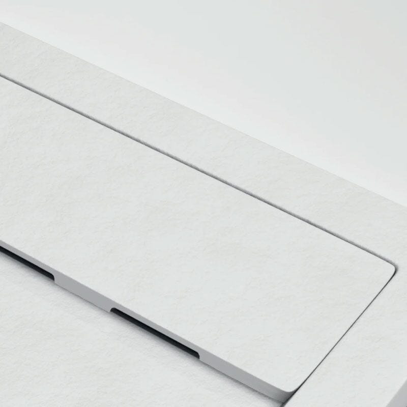 Extra flache Duschwanne QUORE, Schieferoptik, WEISS