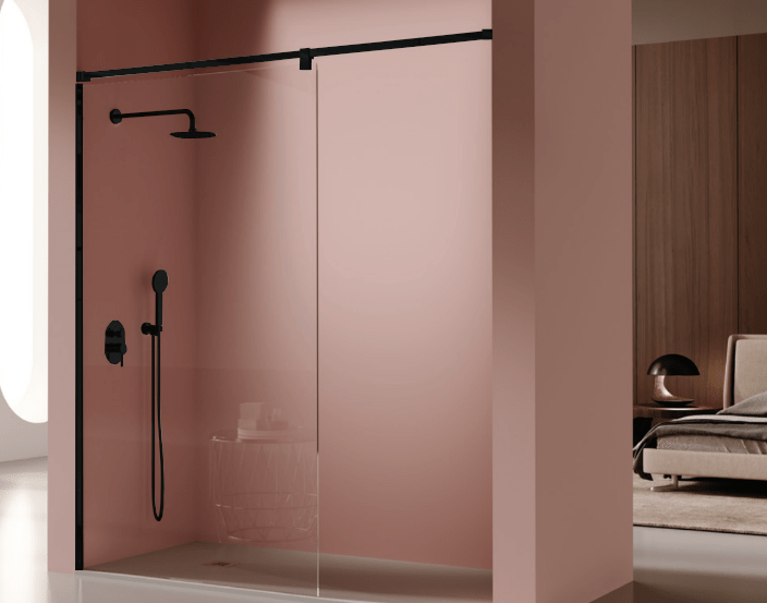 Duschwand FRESH SALOMON STRAIGHT schwarz - Glas 8 mm - Welt der Bäder