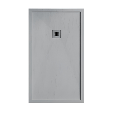 Mineralguss-Duschwanne extra flach mit Rand SARIN GRAU