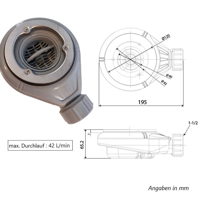 Extra flache Duschwanne DEXA in Schieferoptik Anthrazit