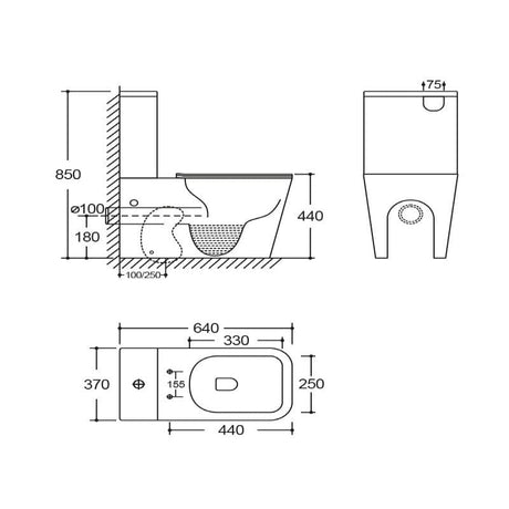 Modernes Stand-WC, Keramik, TRYTON BLACK, niedriger Spülkasten - Welt der Bäder