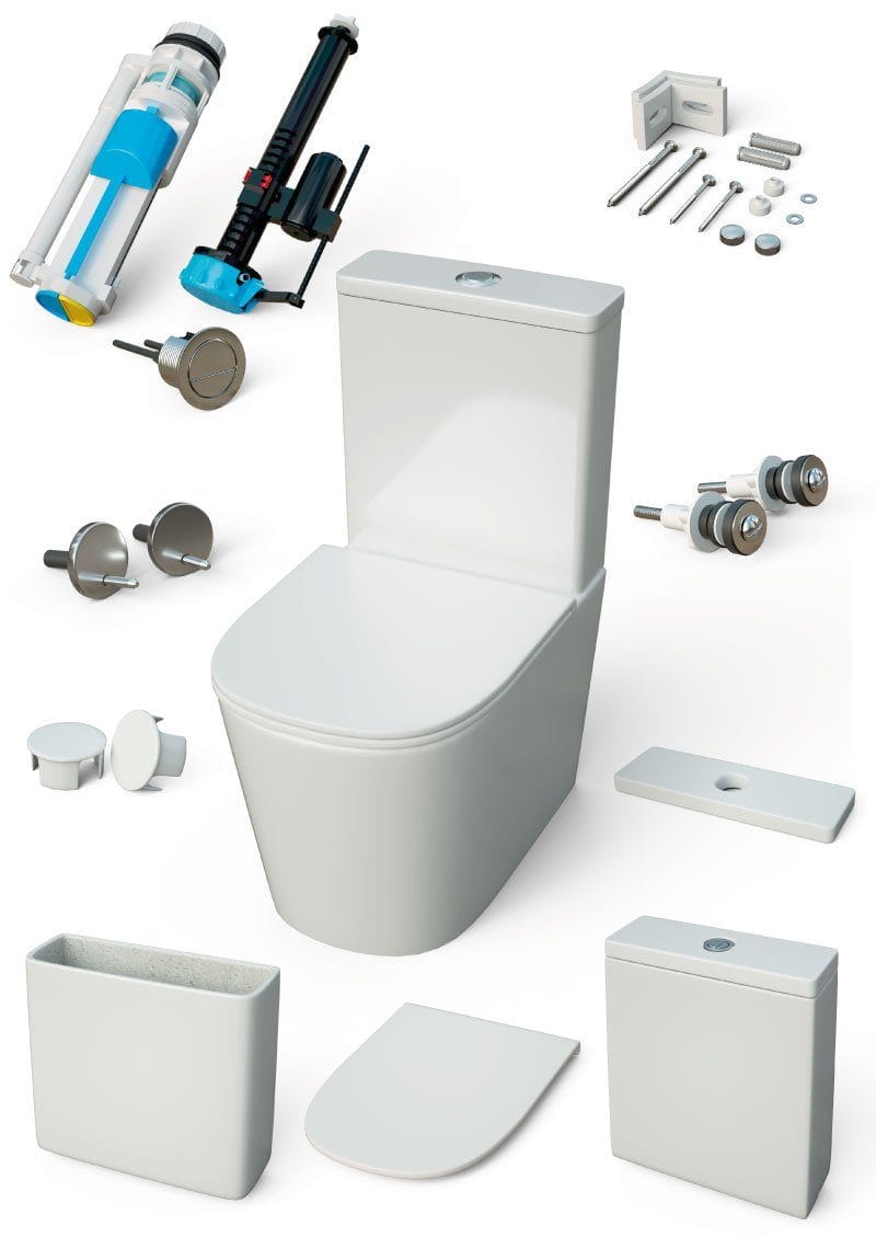 Modernes Hänge-WC, Keramik, ATRIA, Unterputz-Spülkasten Schwarz