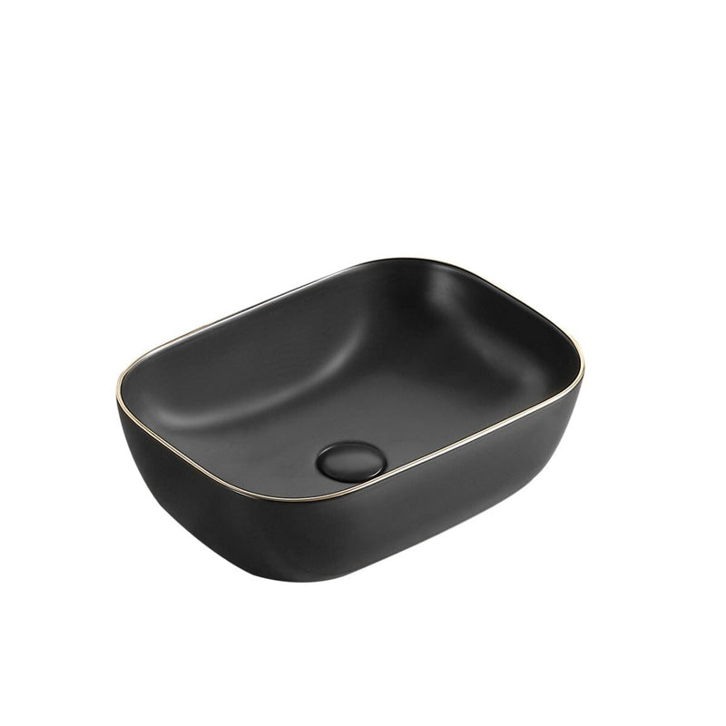 Vasque à poser en céramique CUARTO noir mat liseré doré - Le Monde du Bain