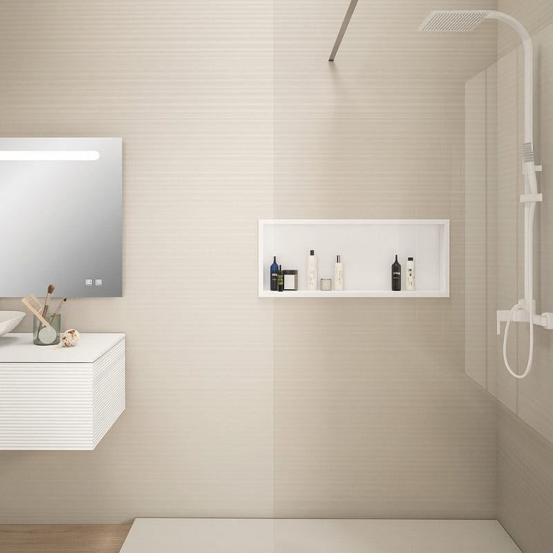 Wandnische Dusche CLARIS, einbaubare Duschablage weiß