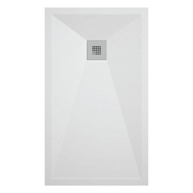 Mineralgiet-douchebak extra plat ONDA, leisteenlook, WIT