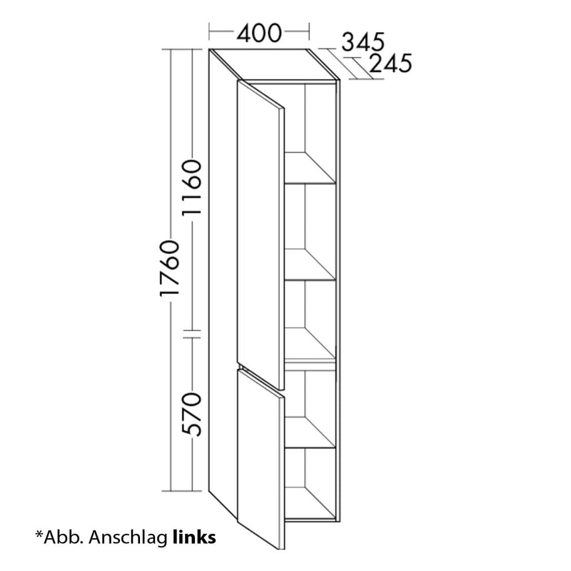 burgbad Lin20 Hochschrank 40 x 24,5 cm, mit 2 Türen, rechts