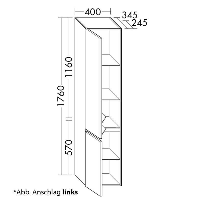 burgbad Lin20 Hochschrank 40 x 24,5 cm, mit 2 Türen, rechts