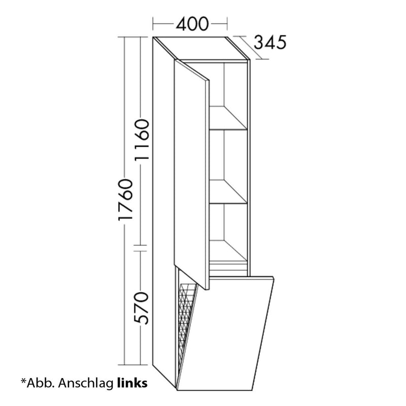 burgbad Lin20 Hochschrank 40 x 34,5 cm, mit 1 Tür, links