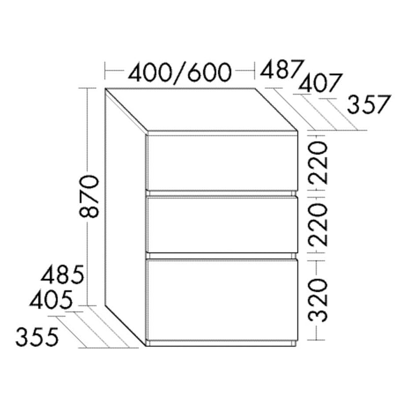 burgbad Lin20 Unterschrank 40 cm, 1 Auszug, 2 Schubladen