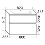 burgbad Lin20 Waschtischunterschrank mit Mineralguss-Waschtisch 82 cm, 2 Auszüge