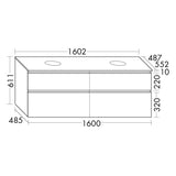 burgbad Lin20 Waschtischunterschrank mit Konsolenplatte 160 cm, 4 Auszüge, Beckenausschnitt links und rechts