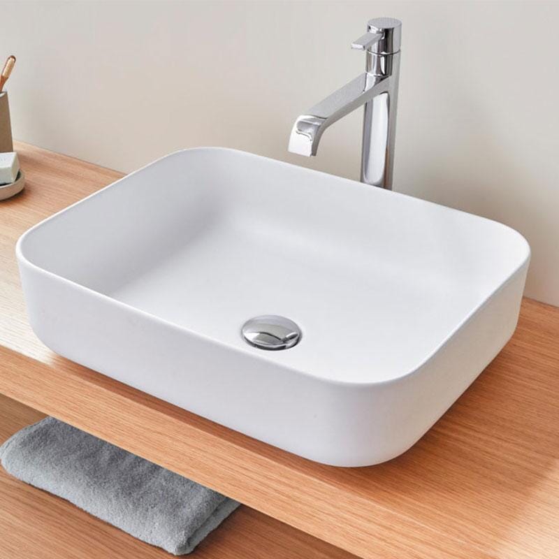 Rechteckiges Aufsatzwaschbecken aus weißer Keramik CATANIA