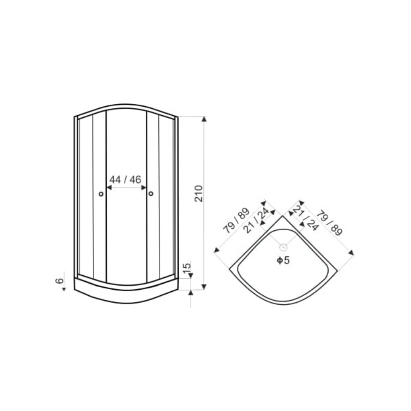 KERRA CLASSIC BLACK Duschwand + Wasserhahnanschluss + Badewannenarmatur