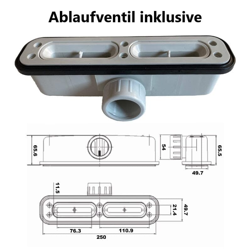 Extra flache Duschwanne LUX, Schieferoptik, schwarz