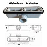 Extra flache Duschwanne LUX, Schieferoptik, grau