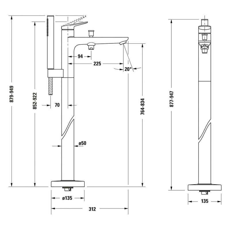 Duravit Wave Einhebel-Wannenmischer bodenstehend