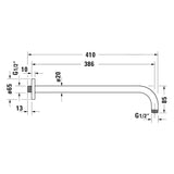 Duravit Brausearm gebogen 41 cm, mit eckiger Rosette