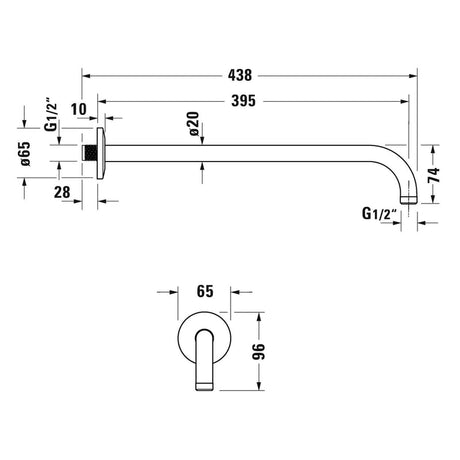 Duravit Brausearm gebogen 41 cm