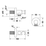 Duravit Wandanschlussbogen mit Brausehalter mit runder Rosette