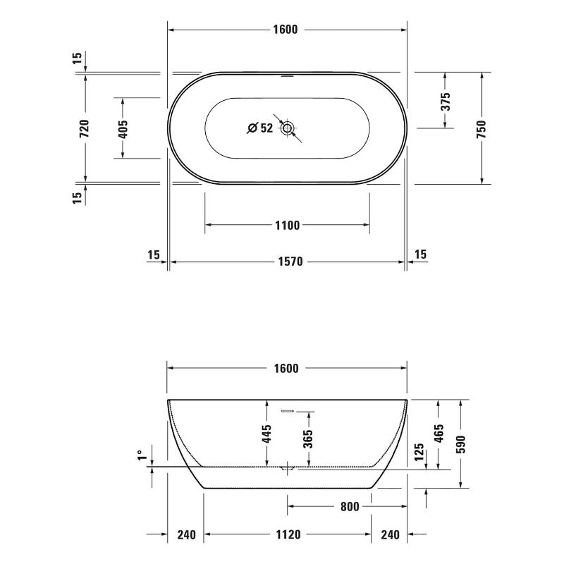 Duravit DuraKanto Badewanne 160 x 75 cm