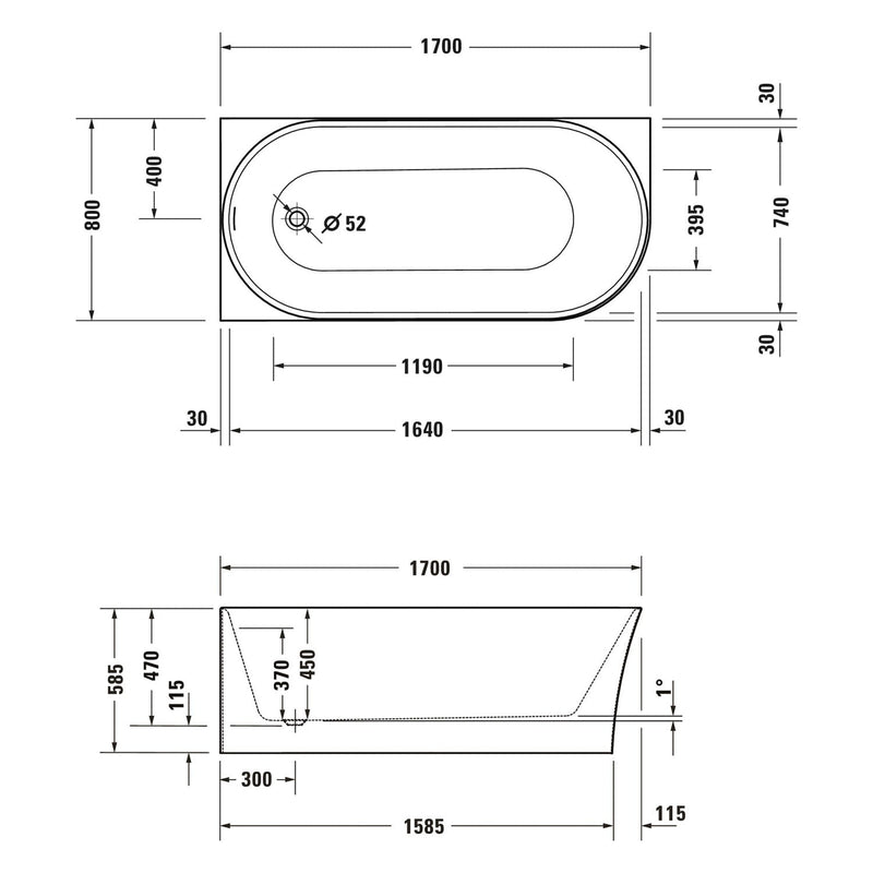 Duravit DuraSenja Badewanne 170 x 80 cm