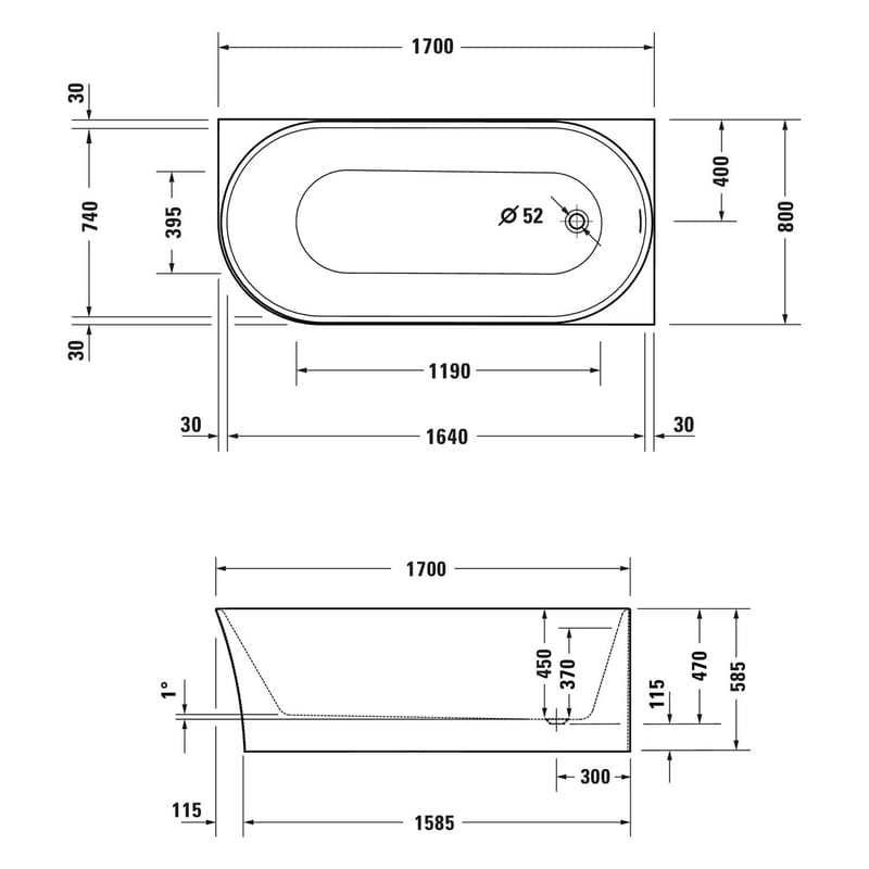 Duravit DuraSenja Badewanne 170 x 80 cm