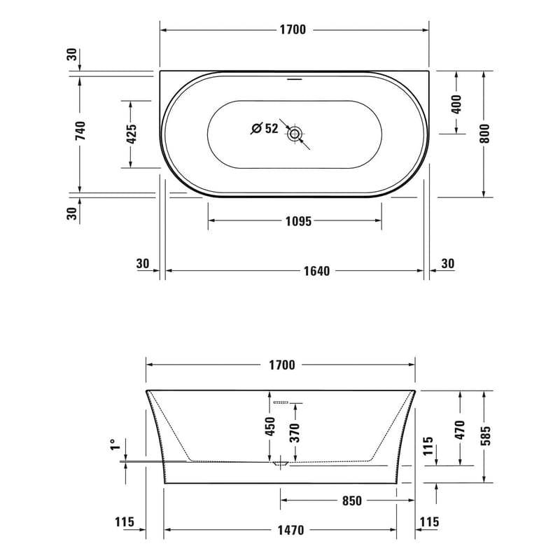 Duravit DuraSenja Badewanne 170 x 80 cm