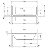 Duravit D-Code Rechteck-Badewanne 180 x 80 cm mit Mittelablauf