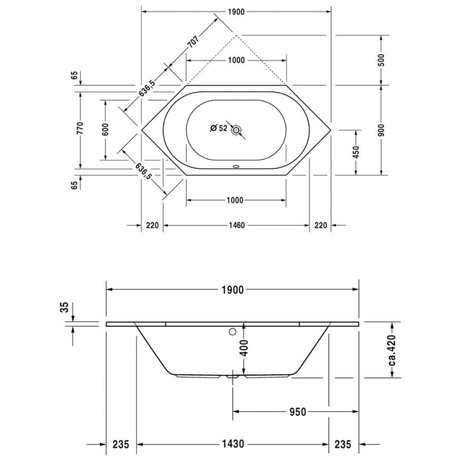 Duravit D-Code Sechseck-Badewanne