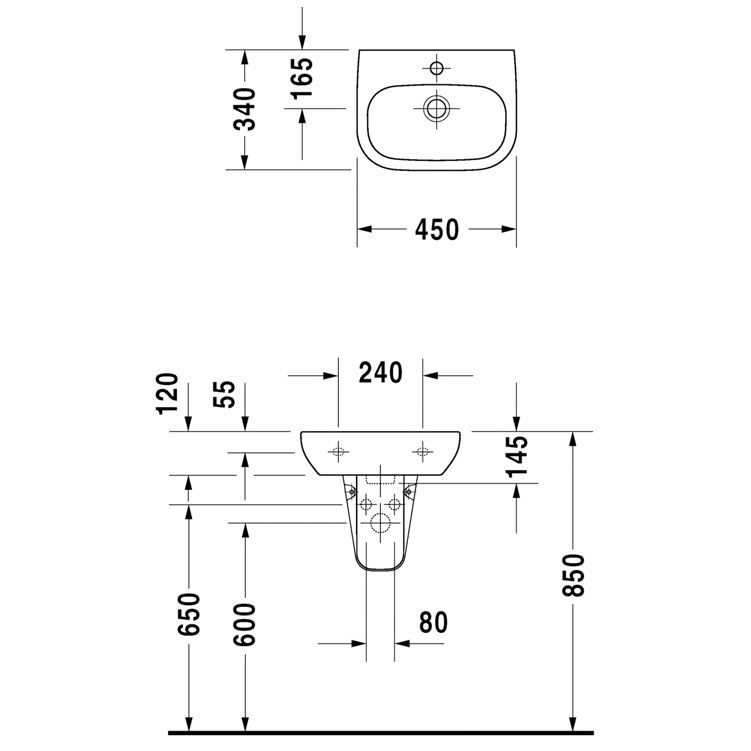 Duravit D-Code Handwaschbecken 45 cm