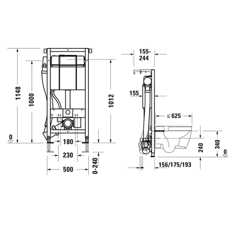 Duravit DuraSystem WC-Element, Geruchsabsaugung, Hygienespülung, pulverbeschichtet